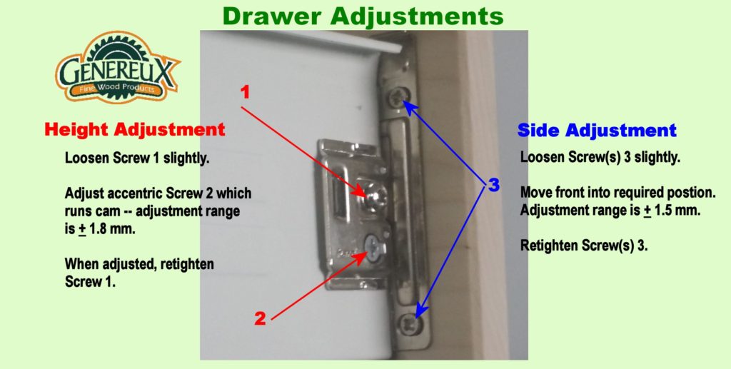 Adjusting your drawers Genereux Fine Wood Product